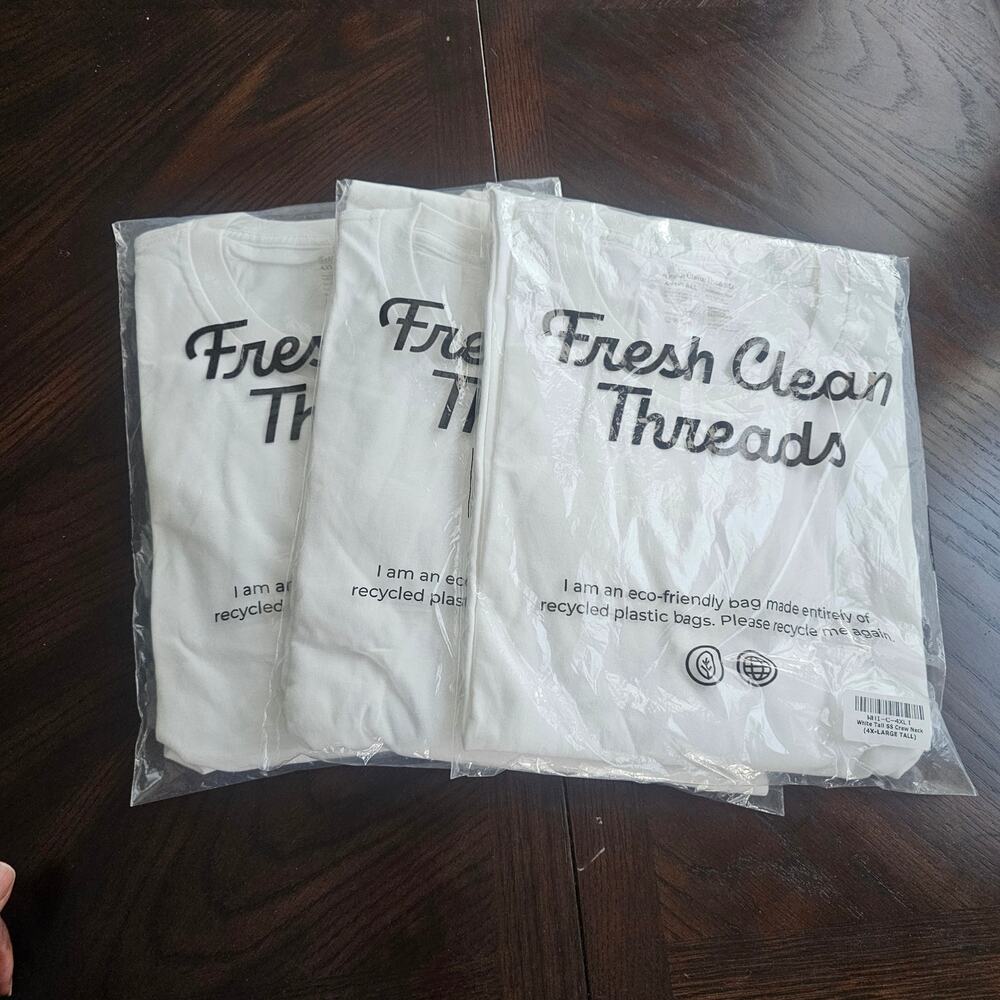 Fresh Clean Threads White Crew Neck T-shirt Bundle Size 4XL